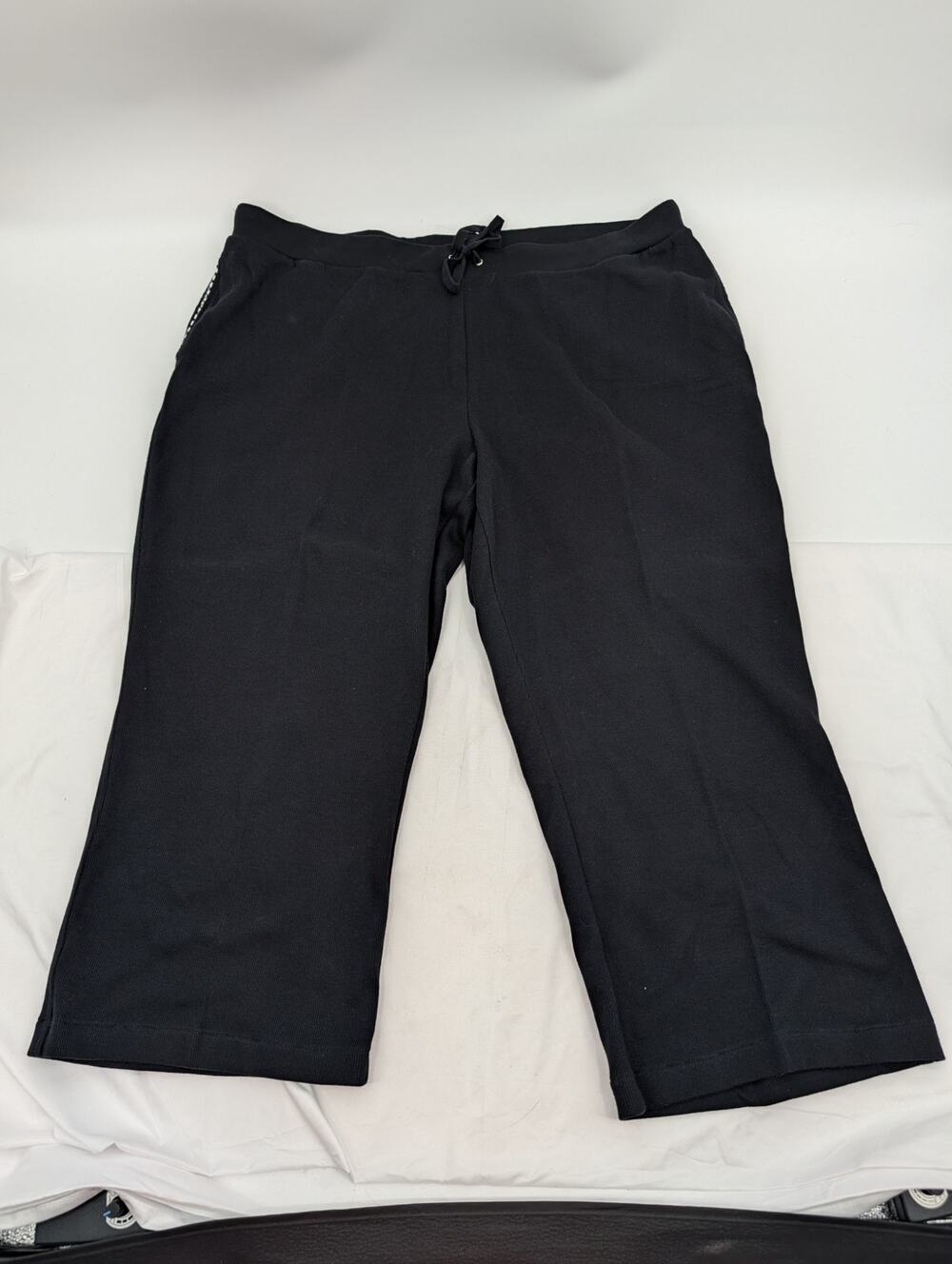 NWT Lauren Ralph Lauren Black 3X Cropped Straight Leg Cotton Pant Comfort Errand